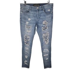 Express Ripped Denim Jeans Legging Mid Rise Size 10